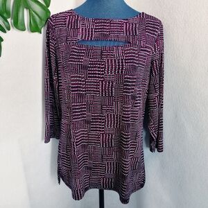 Cato Cutout Front Print Blouse Top